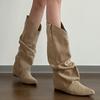 Модные балетки Женские высокие сапоги Замшевый острый носок Зимняя обувь Дизайнерские ботфорты Женские 2025 Новое платье Mujer Челси ботинки