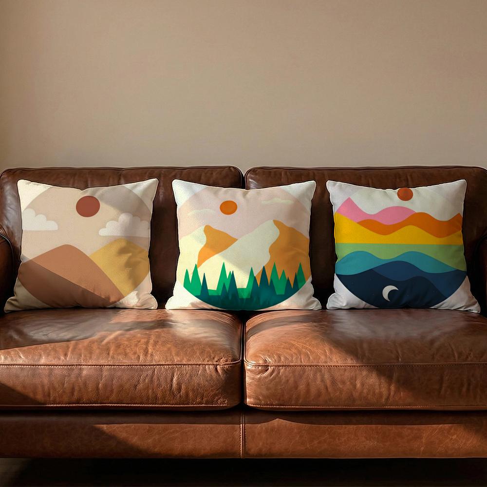 Classic Sunrise Cartoon Cushion Cover Soft Reversible Durable Pillow Cover MultiScene Use for Home Car Daily Comfort