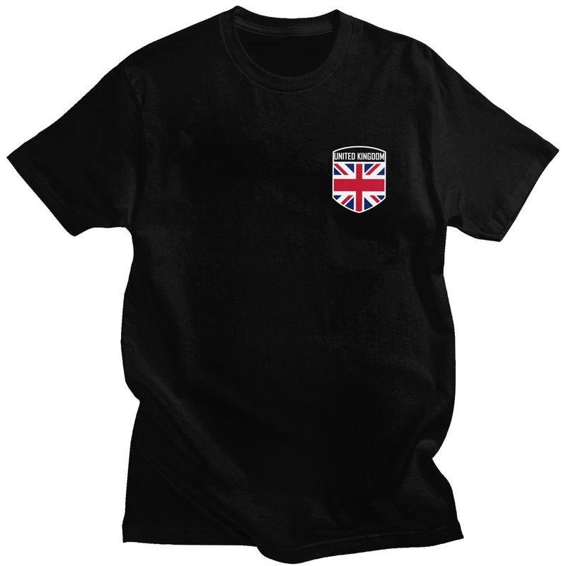 Мужские футболки на заказ с флагом Великобритании UK United Kingdom 100% хлопок Футболки с коротким рукавом Модные футболки