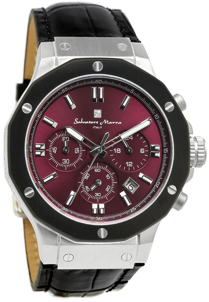 Chronograph 10 ATM Water Resistant Leather Strap Business 20th Anniversary Limited Model Silver Purple Black [Salvatore Mara] Men's SM18117-SSPL
