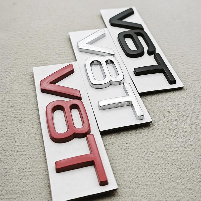 3D Metal Car Sticker Fender Side Badge Logo V6T V8T Rear Trunk Emblem Decals For 42s S4 S5 S7 A6 SQ7 SQ5 Q8 S8 Auto Accessoriess42