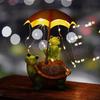 Turtle Frog Garden Statue with Solar LED Lights Outdoor Garden Decor Animal Figurine Courtyard Decorative Light Waterproof Sculpture for Patio