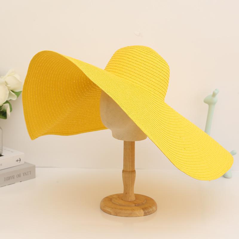 Oversized Sun Protection Straw Hat For Travel And Vacation, Beach Sun Hat That Can Be Folded To Go Out To Sea, Sun Resistant Sun