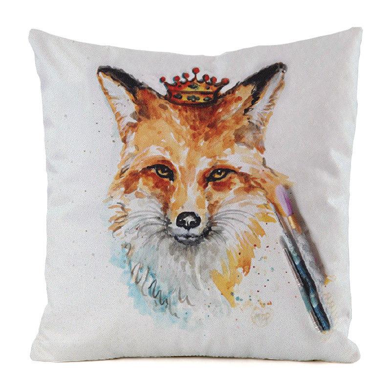 Norwegian Feng Shui Cartoon Fox Digital Printing Short Plush Pillow Covers For Car Sofa Office Cushion Cover Home Goods