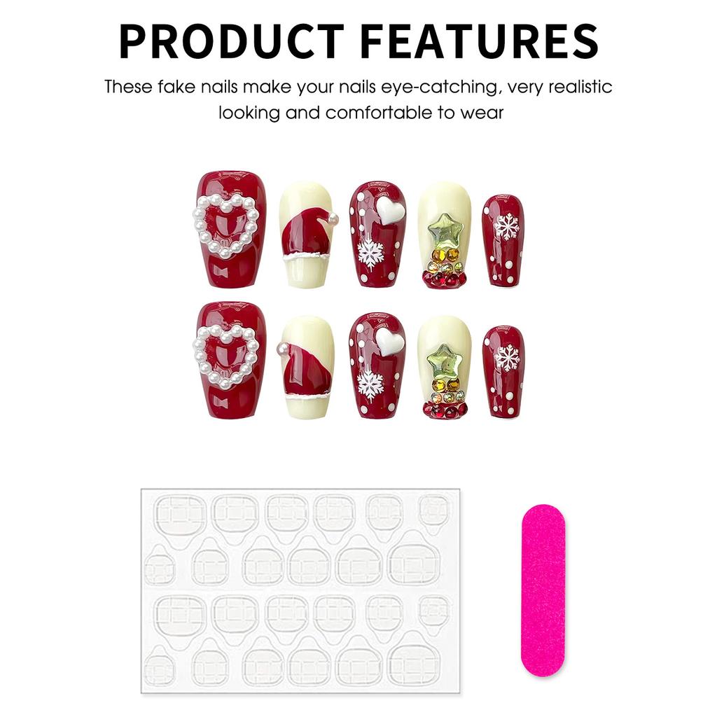 10Pcs Snowflake Star Christmas Fake Nails for Party Decoration DIY Craft