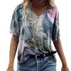 Marble Digital Printed Tie Dyed T-shirts Summer Women V Neck Short Sleeve Loose 3D T Shirt
