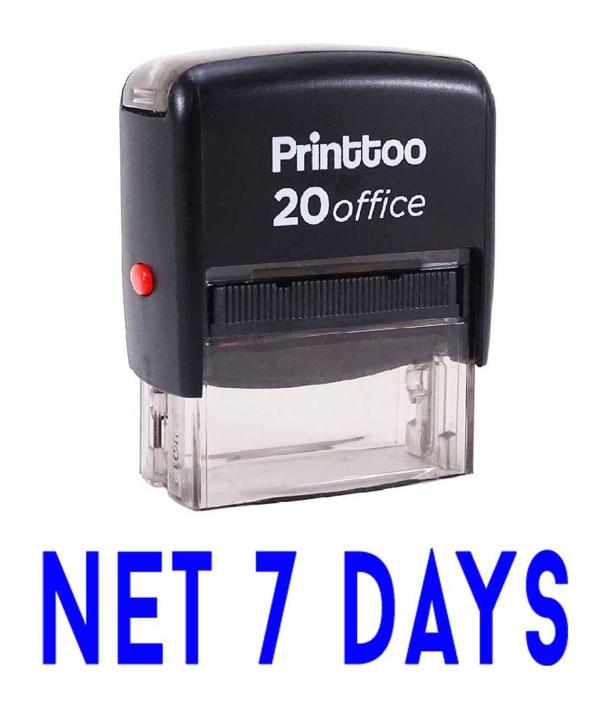Printtoo NET 7 DAYS Self Inking Rubber Stamp Office Stationary Custom