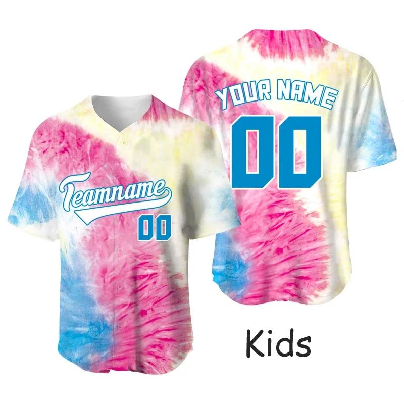 Футболка для бейсбола Tie Dye Custom, детская игровая майка, сублимационная печать, заготовки для спортивных футболок, быстросохнущая спортивная одежда, бейсбольная форма