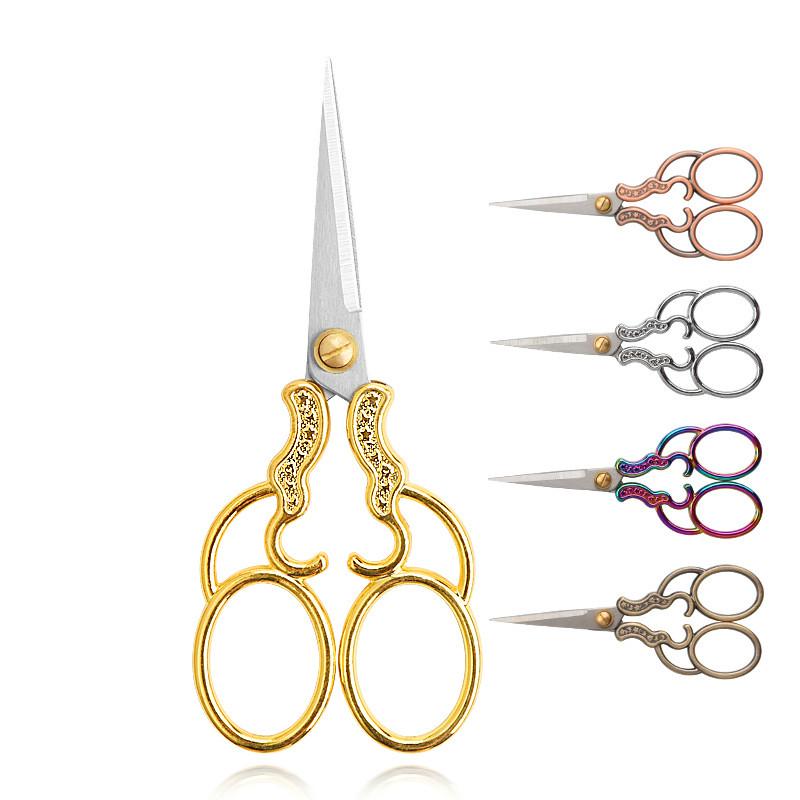 Винтажные ножницы для вышивания из нержавеющей стали, разноцветные ножницы для ткани ручной работы с заостренной нитью DIY