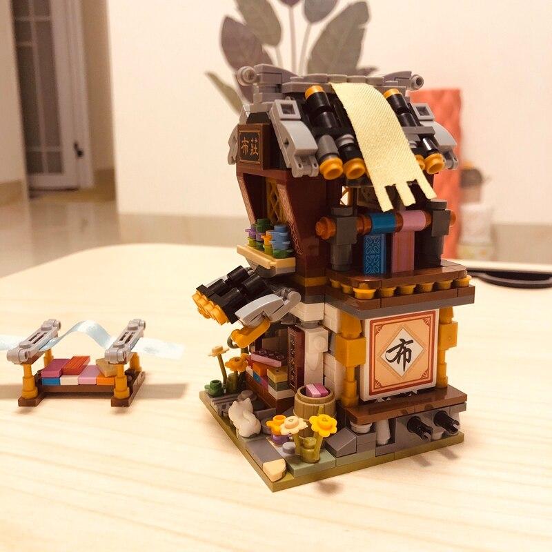 LOZ 1734 City Street Chinatown тканевый магазин драпировок магазин архитектура 3D мини-блоки кирпичи строительные игрушки для детей подарок без коробки