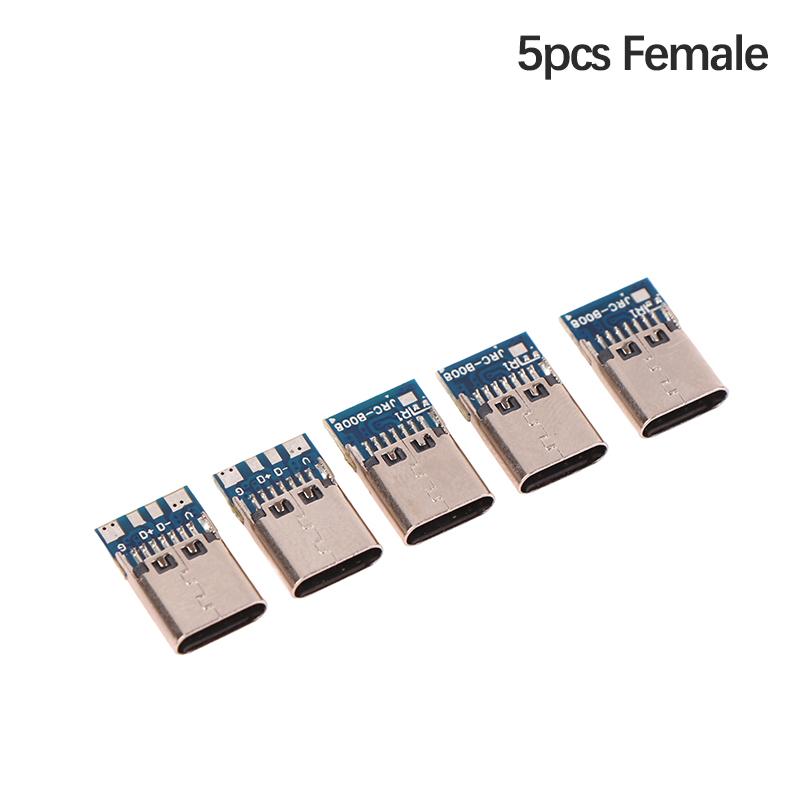 5/10PC USB3.1 Type C Male/Female Connectors Jack Tail USB Male Plug Electric Terminals Welding DIY Data Cable Support PCB Board