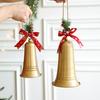Christmas Bell Hanging Ornaments Rustic Metal Bell Decoration with Artificial Pine Needles Berries for Christmas Tree Wreath Door Window Decor