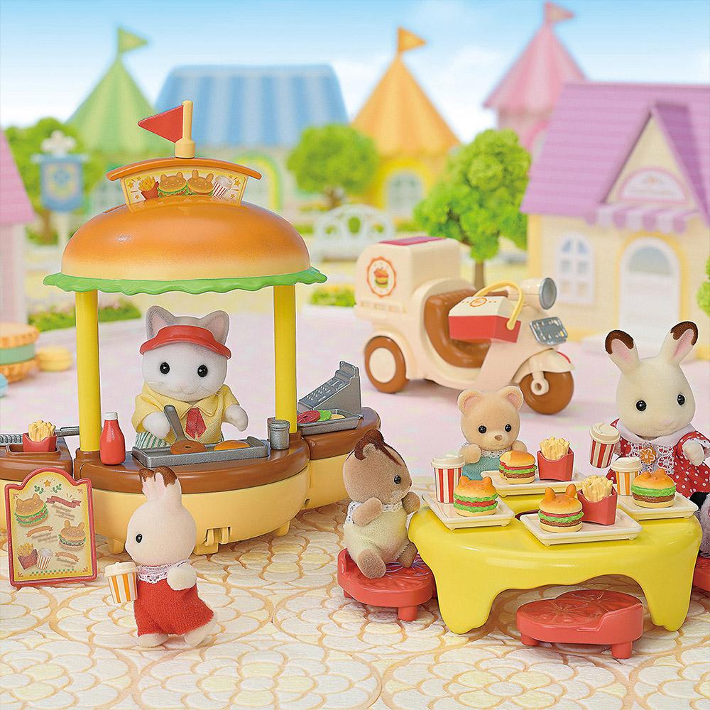 [Toytron] Sylvanian Families Latte Cat's Hamburger Cart Playset