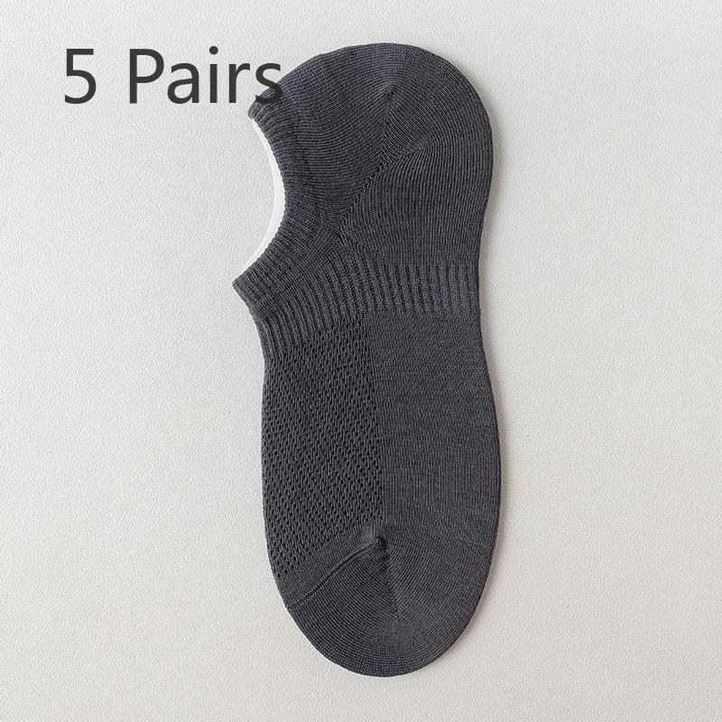 5 пар мужских сетчатых дышащих носков из чистого хлопка с защитой от скольжения и низким верхом и небольшим отверстием