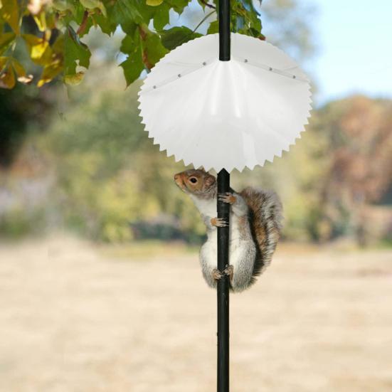 Кормушка для птиц Wrap-Around Squirrel Baffle с зубчатым краем, устойчивая к погодным условиям, наружная подвесная кормушка для птиц, крепление на столбе, прозрачная, для енотов, белок, грызунов
