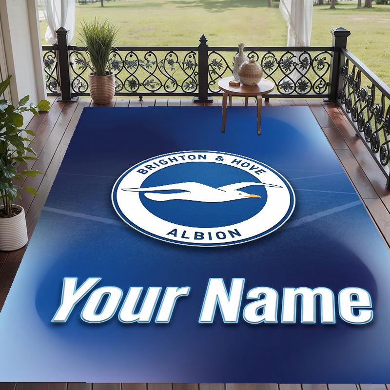 Custom Text Printed Rug Brighton & Hove Albion Football Non Slip Floor Carpet For Home Room Decor