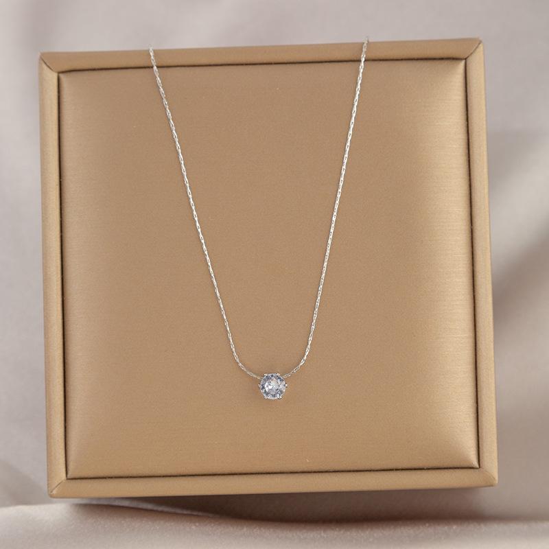 Peri'sbox Изящное Минималистичное Ожерелье-Подвеска Солитер с Цирконом, Не Тускнеющая Цепочка из Нержавеющей Стали, Круглое Ожерелье с Прозрачным Камнем CZ, Новое