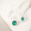 Round Cut Green Emerald 925 Sterling Silver Handcrafted Jewelry Earrings 1.68" CE-15-1