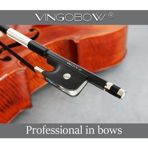VINGOBOW Double Bass Bow, French Style, Carbon Fiber, Black Hair, All Sizes 4/4