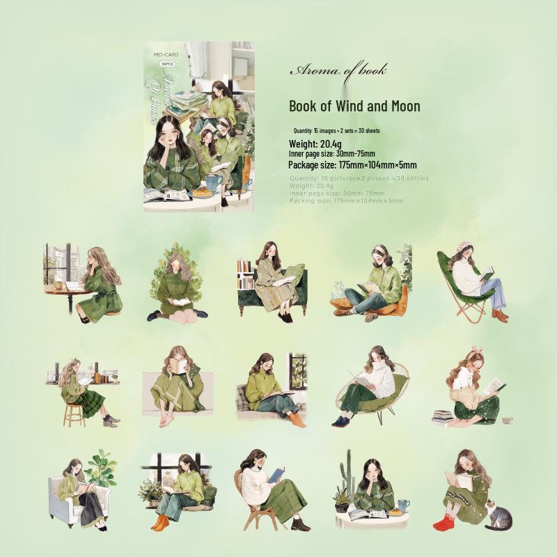 Наклейки Jilv Momo PET с белыми чернилами: Элегантная ретро серия для чтения для украшения DIY-журнала