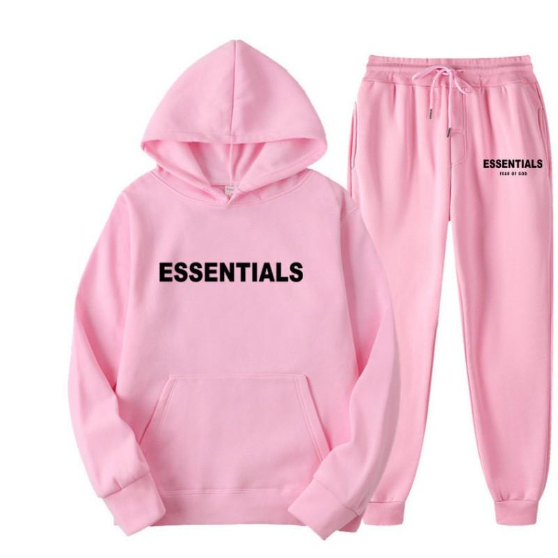 Unisex Hooded Sweatshirt Set With Letter Print Loose Fit Casual Tracksuit Men Women