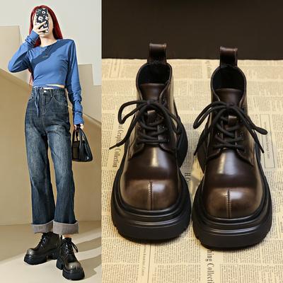 Женские новые осенне-зимние и осенние ботинки 2024 года Женская обувь Короткие ботинки на толстой подошве Женские ботинки