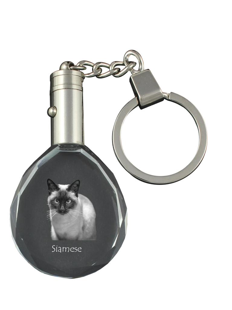 Siamese - Fob with Cat Photo, Crystal Key Ring In Gift Box, Unique Gift by Art-Dog Brand