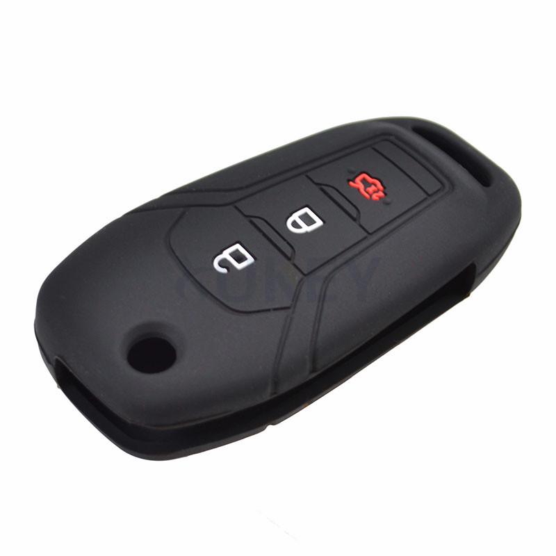 2Pcs Silicone Car Key Case For Ford F-150 F-250 F-350 KA Mondeo Ranger Fiesta Explorer 2015-2018 Cover Remote Fob 3 Button