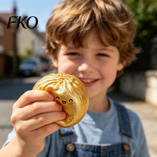 Palm Kneading Ball Steamed Bun Stress Ball, Soft TPR Dumpling Squeeze Toy Medium Size with Mini Inside, Slow Rising Fidget for Adults Reusable