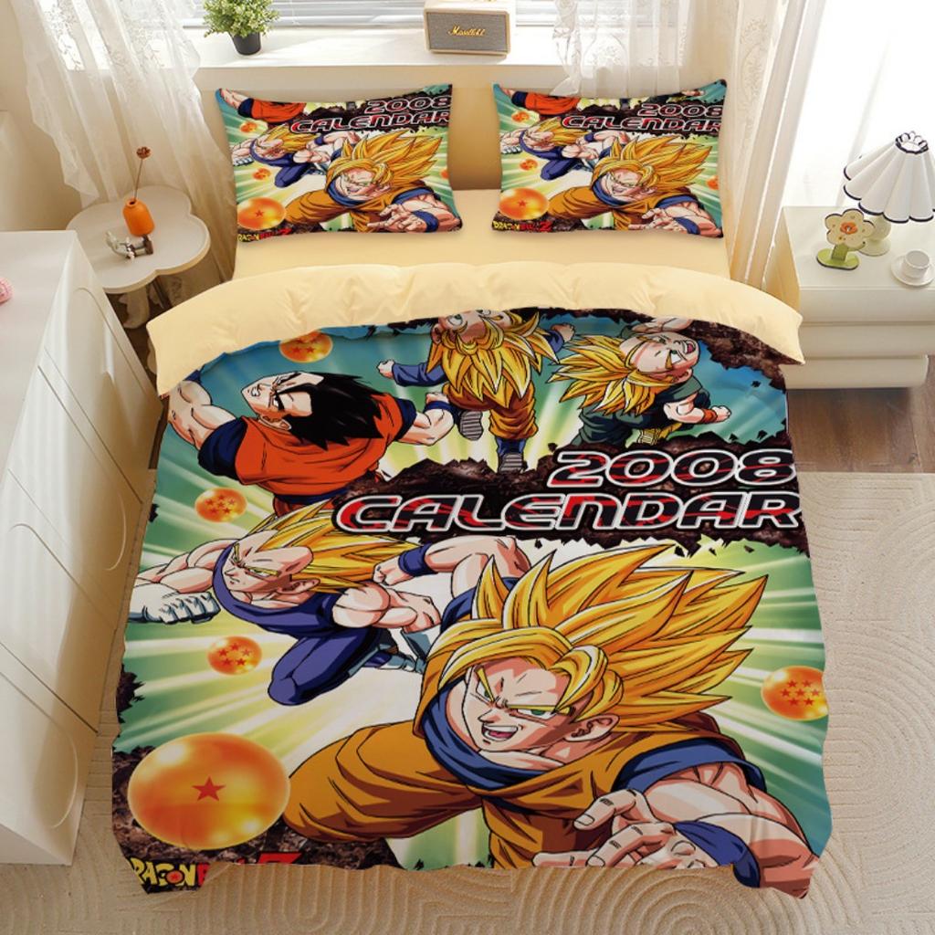 Japanese Anime Dragon Ball Bedding Set Goku Super Saiyan Duvet Cover Pillowcase 2/3pcs 3D Prints for Teens Quilt Cover
