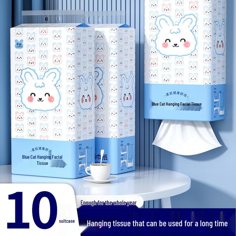 Blue Cat 10-Pack Hanging Facial Tissue Paper Towels for Home Use