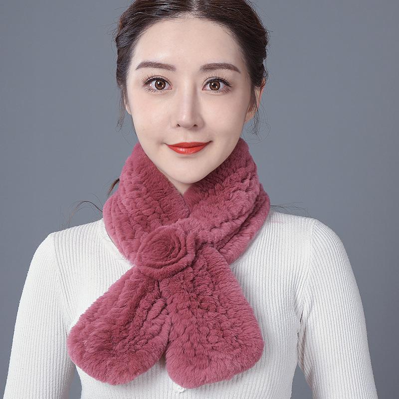 Шарф из шерсти кролика Рекс, двухсторонний шарф, утолщенный, теплый, мужской и женский, осенне-зимний, меховой воротник, универсальный меховой ветрозащитный шарф для защиты шеи
