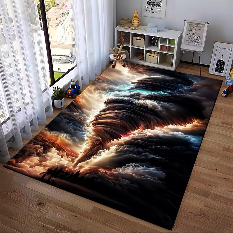 "Abstract Tornado Cloud Pattern Area Rug for Living Room Decor" Suitable for use as an anti-slip for living room bedroom sofas