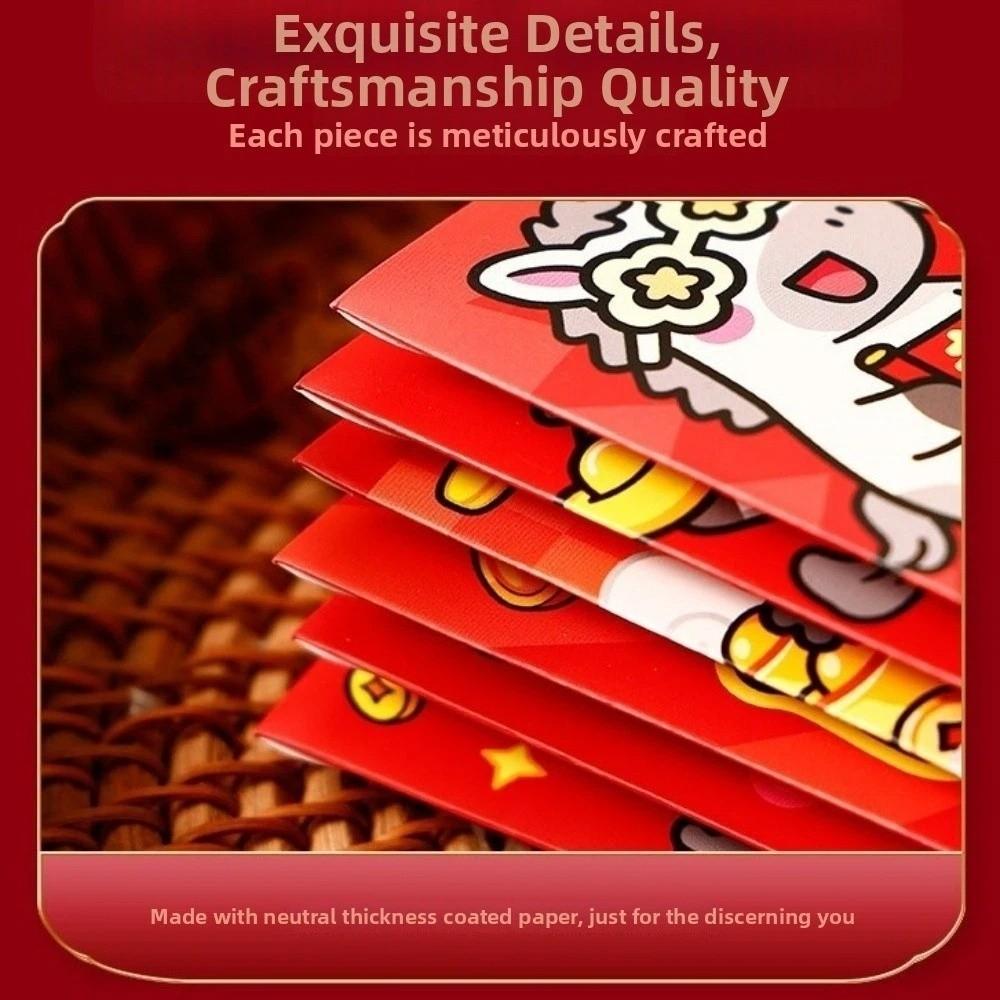 6 шт./набор Красные конверты со знаком зодиака Лошадь, цветная печать, мультяшные, для Праздника Весны, красные пакеты, традиционное благословение, мешочек для денег на удачу