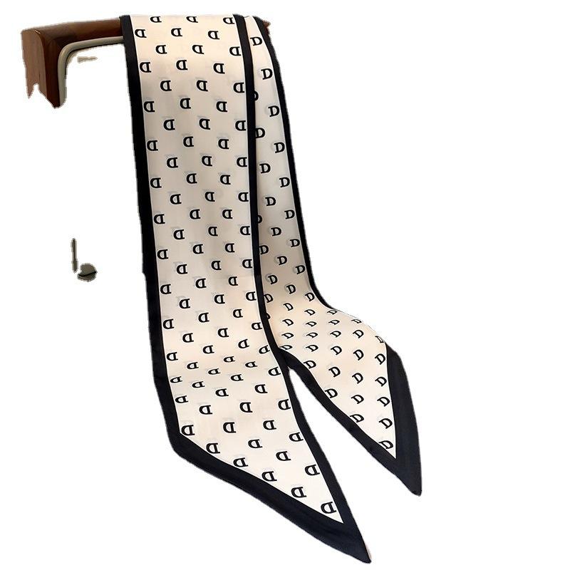 Европейский и американский весенне-осенний новый стиль буквы тонкие узкие длинные полоски маленький шарф для женской повязки для волос декоративный шарф длинный стиль