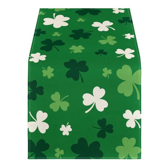 Дорожка для стола на день Св.. Украшение ко Дню Патрика с принтом клевера, легкое в уходе, нескользящее