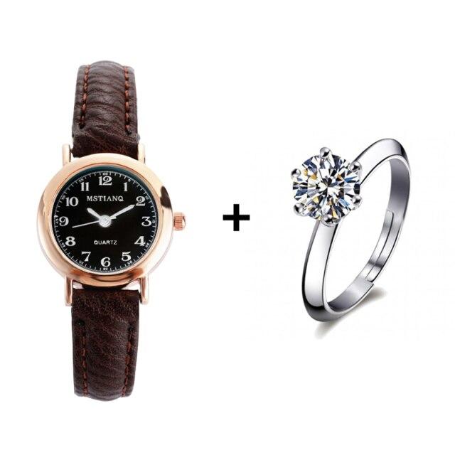 Новые часы женские Простые Классические Винтажные Женские Часы с Маленьким Циферблатом Кожаный Ремешок Кварцевые Часы Женские Часы Подарок