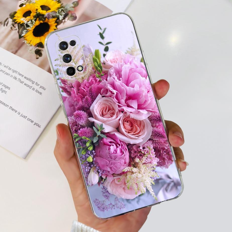 For Realme 7 Pro Case RMX2170 Cute Cat Flowers Painted Cover Clear Silicone Soft TPU Phone Case For Realme 7 Pro Realme7 5G Bags