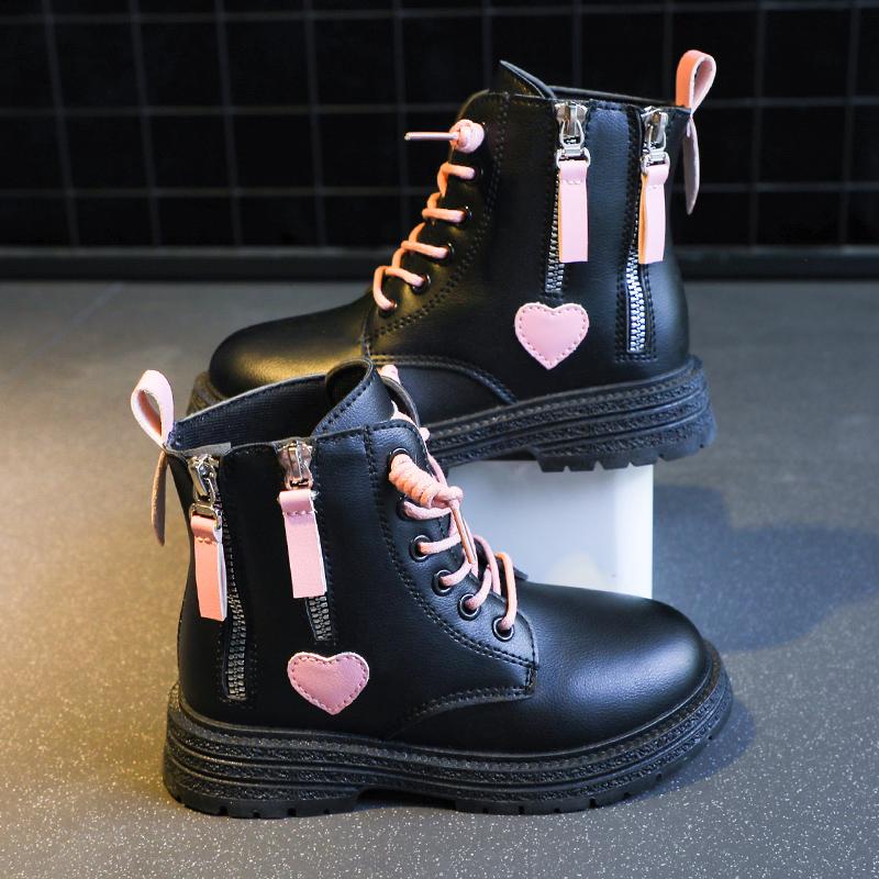 2024 Autumn Spring New Girls Short Boots Love Versatile Soft Children Fashion Boots Drop Shipping PU Kids Shoe Princess Non-slip