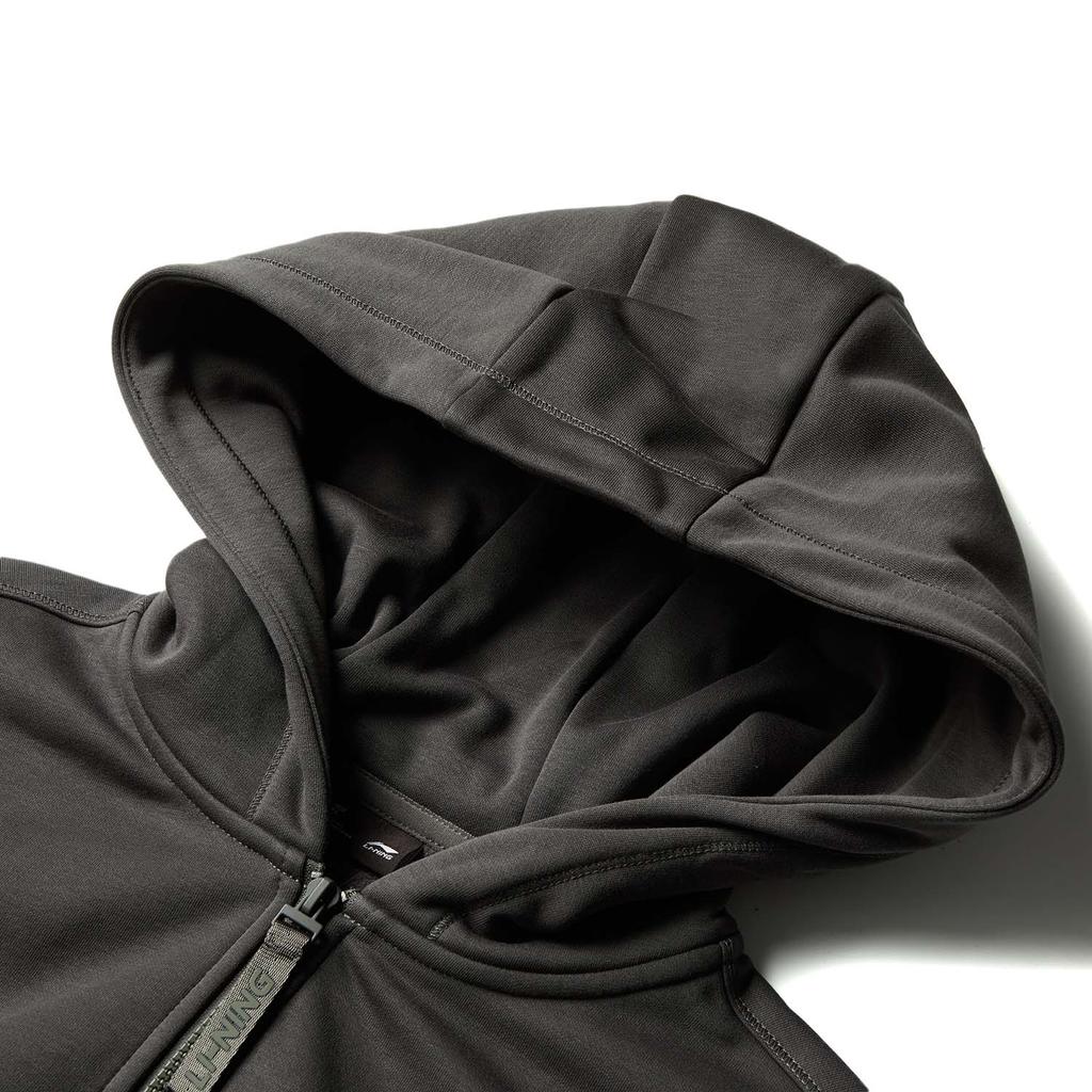 Li Ning Sports Lifestyle Series Anti-Static Anti-Bacterial Warm Fleece Hooded Logo Long Sleeve Zipper Cardigan Sweatshirt Unisex Sweatshirt AWDUC87-6