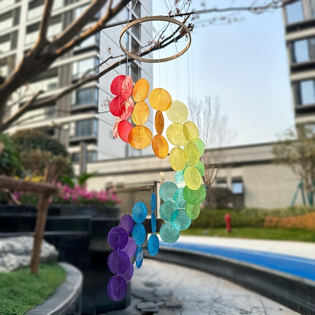 1pc, Spiral Hanging Decoration With Natural Seashell Wind Chimes For Balcony Decoration, Seaside-themed Nursery Hanging Decorati