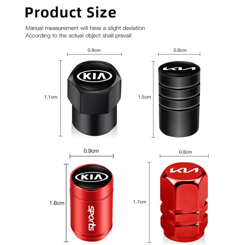 AABIX1 4Pcs Aluminum Alloy Car Wheel Tire Valve Caps Stem Cover For Kia Sportage Ceed Picanto Rio ProCeed Niro 5 3 4 K7 K5 K8 K3 Ray K9