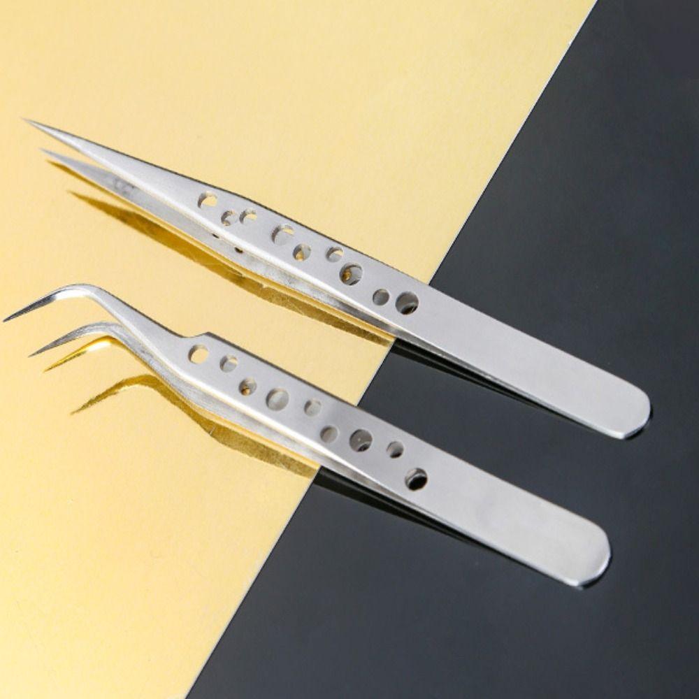 Curved Straight Tip Electronics Industrial Tweezers Repair Hand Tools Eyelash Nail Enhancement
