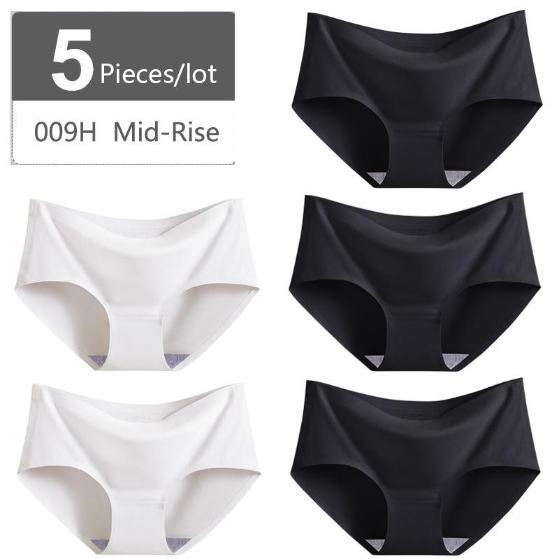 Большой размер M-XXXXL, женские бесшовные трусики из ледяного шелка, эластичные трусы со средней талией, нижнее белье, 5 шт.