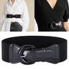 Faux Leather Decorative Waistband for Women's Dresses Elastic Buckles Adjustable Design for Fashionable Look and Comfort  90cm White