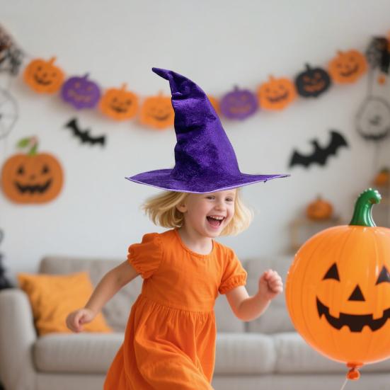 Бархатная шляпа ведьмы, дизайн с острым углом, поля на железной проволоке, тематическая шляпа для ролевых игр, аксессуары для костюма на Хэллоуин