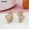 SIMJOO Rose Gold Zircon Earrings Fashion Simple Hollow Out Flower Set Diamond Earrings for Women
