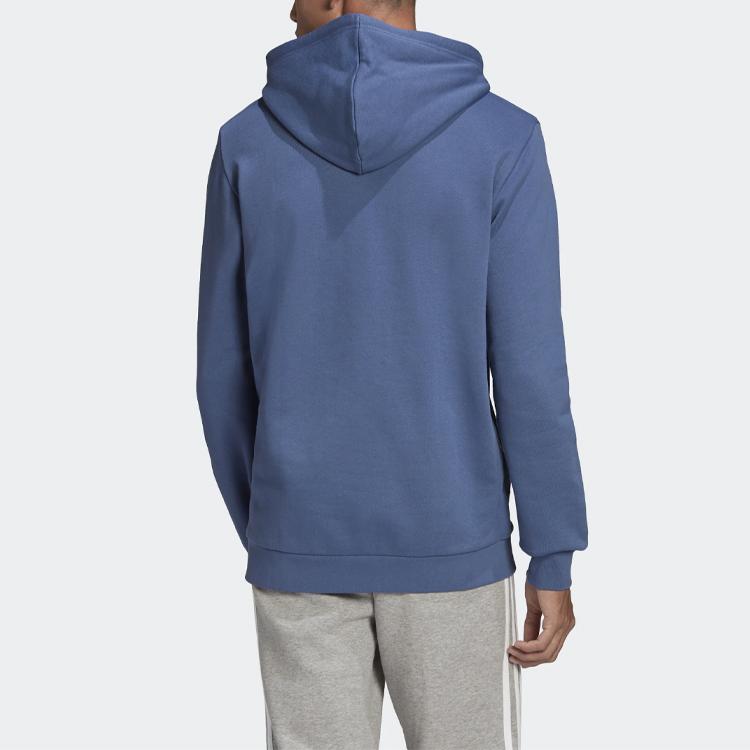 Adidas Originals Trefoil Print Logo Hoodie Long Sleeve Pullover Sweatshirt Men Tops Blue GN3460