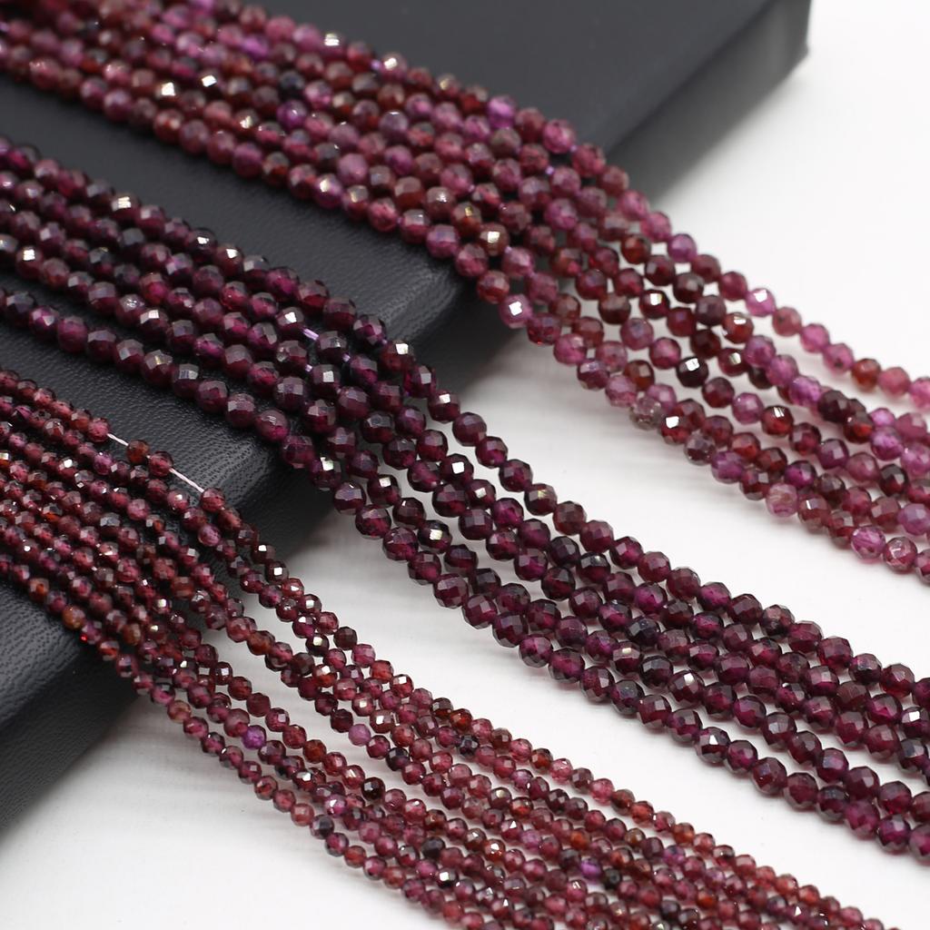 Natural Stone Beads Garnet Round Faceted Beads Charms For Jewelry Making DIY Necklace Bracelet Earrings Accessory