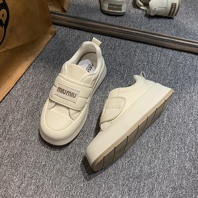 Наступая на дерьмо, чувствуешь себя толстой подошвой, маленькие белые туфли, женская обувь 2025 года, новая весенняя женская обувь, нескользящая обувь для беременных женщин на плоской подошве с липучками